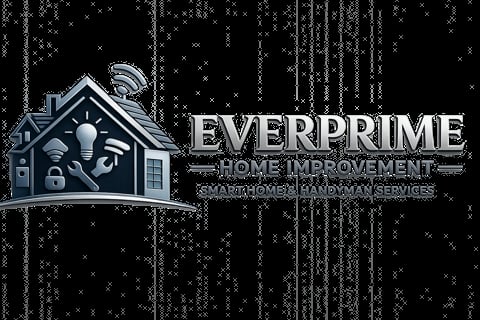 EVERPRIME Home Improvement logo featuring a house icon with smart home and handyman services text on dark background